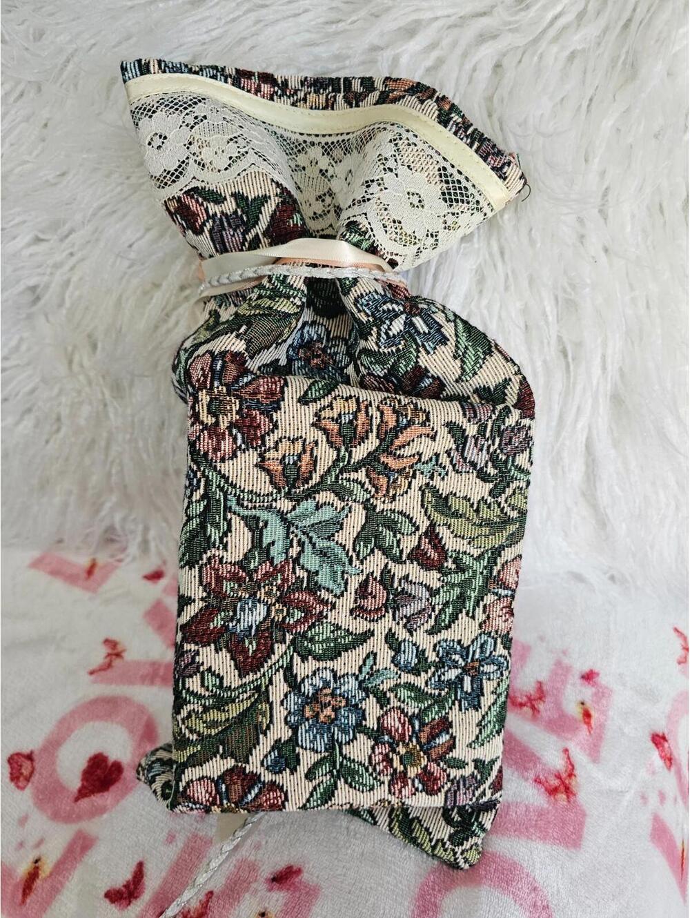 Vintage Homemade Keepsake Sack Bag Pouch Floral Lace Ribbons Multicolor 14.5X7 - Picture 7 of 11